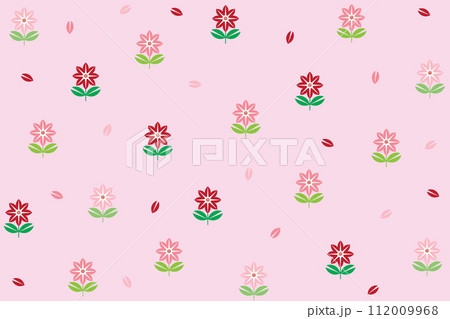 Illustration, Abstract flower with leaf on pink background. 112009968