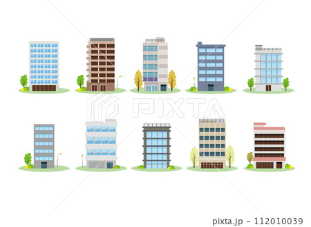 商業ビルイラストセット 112010039