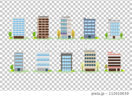 商業ビルイラストセット 112010039