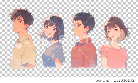 Illustration set of four male and female university students 112010172