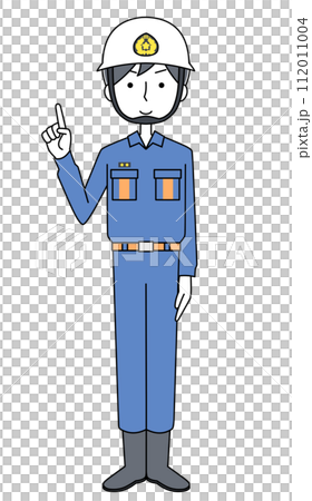指差し 消防団員(ヘルメット)のイラスト 指差し 消防団員(ヘルメット)のイラスト 112011004