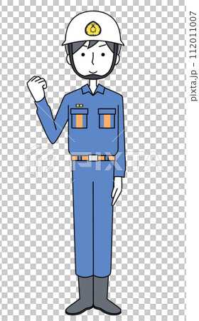 Guts pose illustration of fire brigade member (helmet) Guts pose illustration of fire brigade member (helmet) 112011007