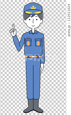 指差し　消防士（活動服）のイラスト 112011024