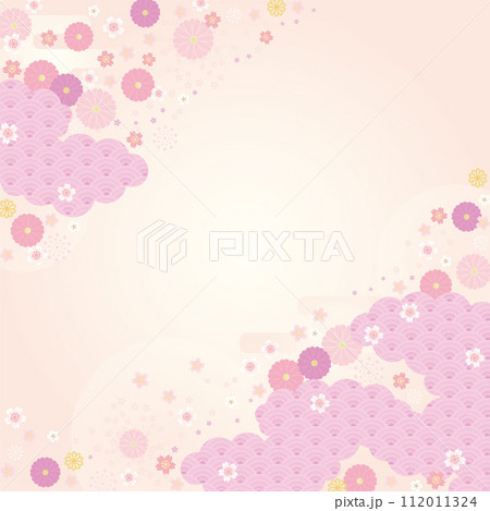 背景（和の春空）-雲桜の模様6-1ベク 112011324