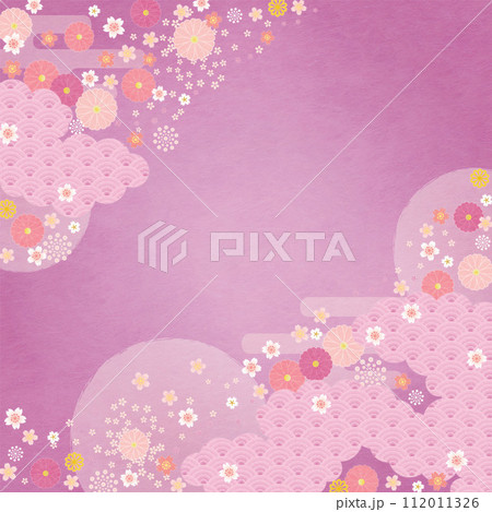 背景（和の春空）-雲桜の模様6-2 112011326