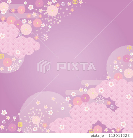 背景（和の春空）-雲桜の模様6-2ベク 112011328