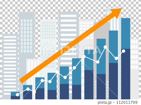Graph and skyscrapers rising to the right 112011709