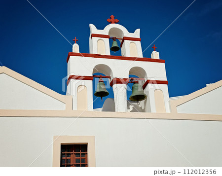 Panoramic view of Santorini, Cyclades Island, Greece. Beatuiful Oia village. 112012356