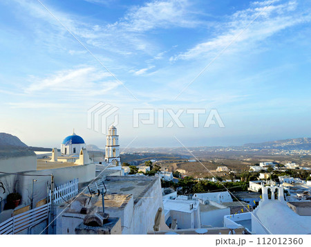 Panoramic view of Santorini, Cyclades Island, Greece. Beatuiful Oia village. Panoramic view of Santorini, Cyclades Island, Greece. Beatuiful Oia village. 112012360