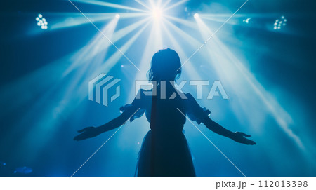 ステージで歌う女性の歌手 ステージで歌う女性の歌手 112013398