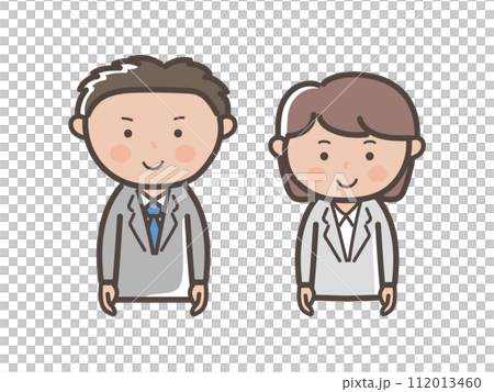 正面を向く男女ビジネスマンの上半身イラスト 正面を向く男女ビジネスマンの上半身イラスト 112013460