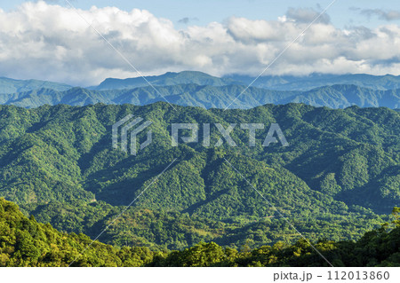 Layers of magnificent mountains and clear clouds background in Taiwan.  112013860