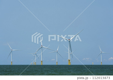 View of the Offshore wind power systems off the western coast of Taiwan. View of the Offshore wind power systems off the western coast of Taiwan. 112013873