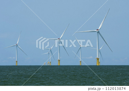 View of the Offshore wind power systems off the western coast of Taiwan. 112013874