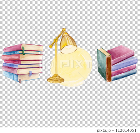 Nice cute and warm watercolor vintage books and desk lamp. From one passionate reader to all passionate readers all over the world 112014051