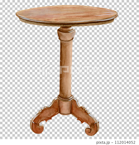 Tall brown wooden classic retro book table hand drawn watercolor Tall brown wooden classic retro book table hand drawn watercolor 112014052