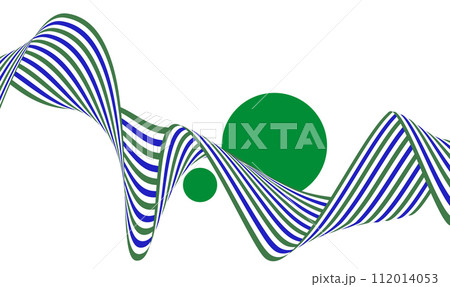 Blue-green striped twisted ribbon on a white background, design element 112014053