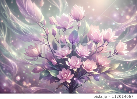 pink blooming magnolia flowers, abstract background. pink blooming magnolia flowers, abstract background. 112014067