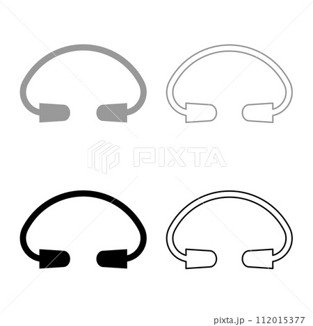 Earplug ear plug protection device set icon grey black color vector illustration image solid fill outline contour line thin flat style Earplug ear plug protection device set icon grey black color vector illustration image solid fill outline contour line thin flat style 112015377