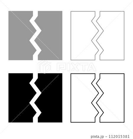 Breach broken torn tear object document set icon grey black color vector illustration image solid fill outline contour line thin flat style Breach broken torn tear object document set icon grey black color vector illustration image solid fill outline contour line thin flat style 112015381