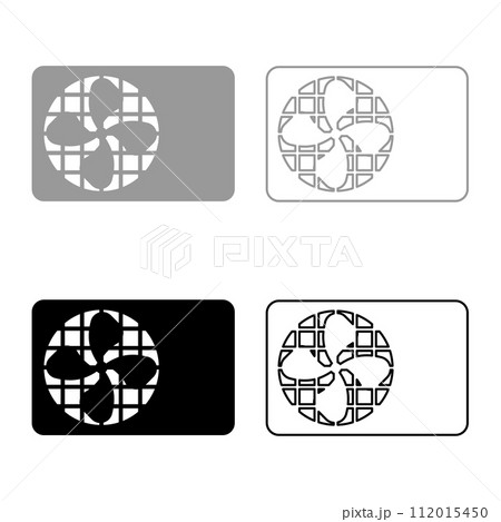 Air conditioner fan equipment system set icon grey black color vector illustration image solid fill outline contour line thin flat style 112015450