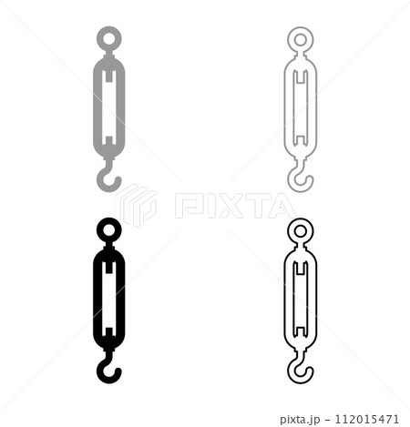 Turnbuckle tensioning wire concept hardware set icon grey black color vector illustration image solid fill outline contour line thin flat style 112015471