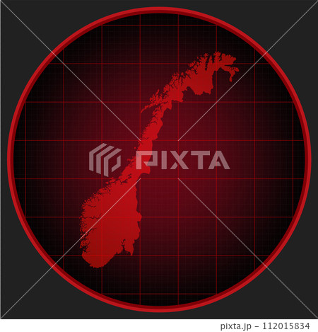 Vector map Norway on the radar screen Vector map Norway on the radar screen 112015834