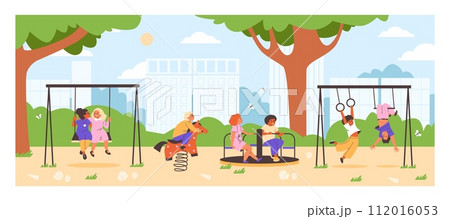Park life with playground joy illustration, vector Park life with playground joy illustration, vector 112016053