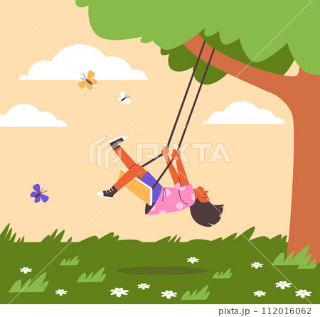 Child in nature's swing illustration, vector 112016062