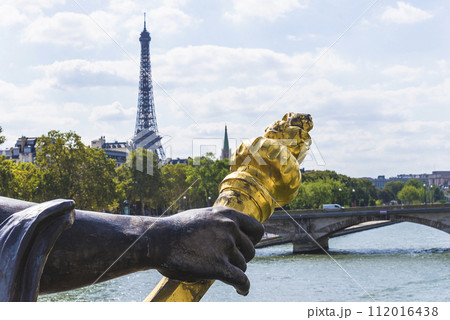 Paris, France; 08.22.2018. View from pont Alexandre III for the Eiffel Tower 112016438