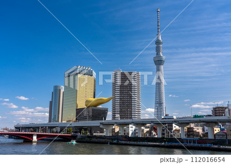 浅草から見る東京スカイツリーとアサヒビール社屋 東京都 墨田区 浅草から見る東京スカイツリーとアサヒビール社屋 東京都 墨田区 112016654
