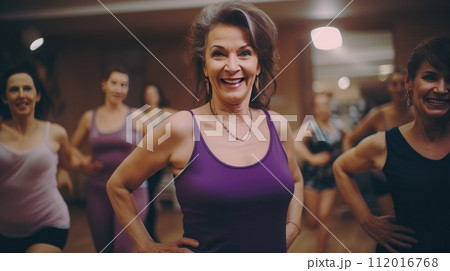 women with instructor performing dance 112016768
