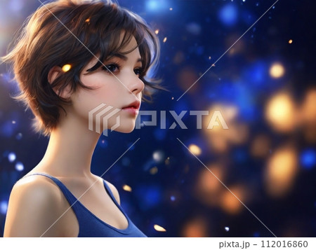 ショートカットの女性 112016860