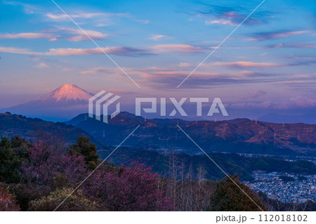 （静岡県）夕闇迫る梶原山公園から望む富士山 112018102