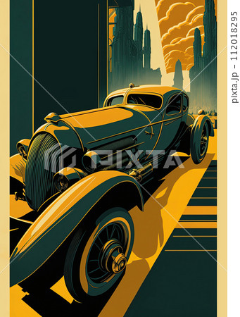 Vintage car poster design. Generative Ai 112018295