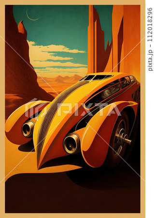 Vintage car poster design. Generative Ai 112018296