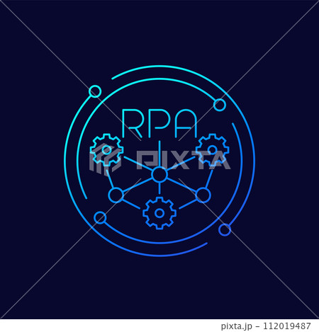 RPA icon, Robotic process automation linear design 112019487