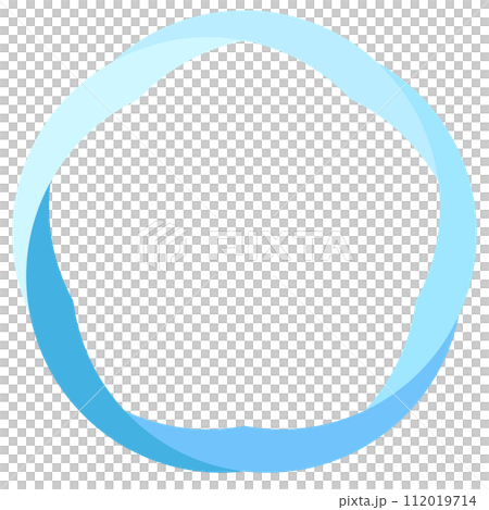 Simple light blue gradation five petal flower circle frame 112019714