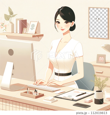 woman working at desk woman working at desk 112019813