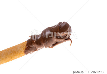 stick with chocolate cream isolated stick with chocolate cream isolated 112020437