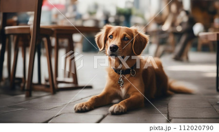 カフェに居る犬 カフェに居る犬 112020790