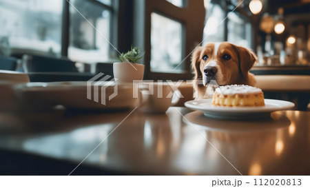 カフェに居る犬 112020813