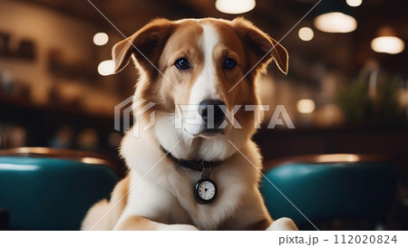 カフェに居る犬 112020824