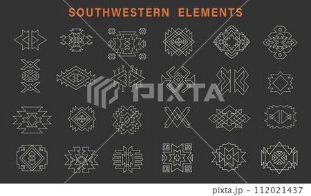 Aztec Navajo Tribal Shapes Set Southwestern Symbol 112021437