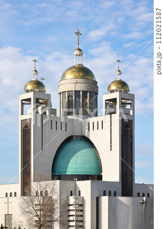 Patriarchal Cathedral of the Resurrection of Christ of the UGCC in Kyiv on a sunny winter day. Patriarchal Cathedral of the Resurrection of Christ of the UGCC in Kyiv on a sunny winter day. 112021587