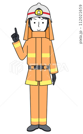 指差し　消防士（レスキュー隊・防火服） 112021659