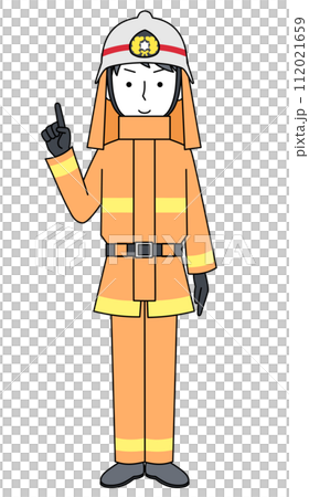 指差し　消防士（レスキュー隊・防火服） 112021659