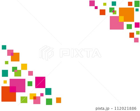 幾何学模様　フレーム　白背景　パステルカラー 112021886