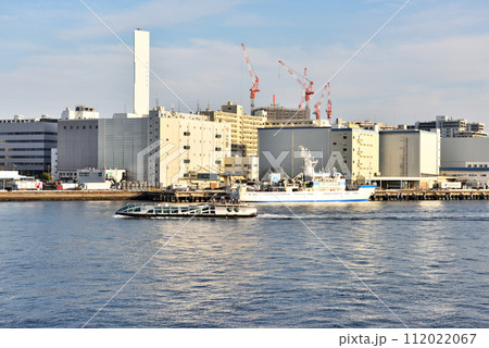 竹芝桟橋から眺める晴海ふ頭 112022067