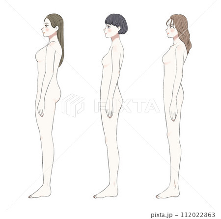 横から見た骨格別の女性　裸ver 112022863